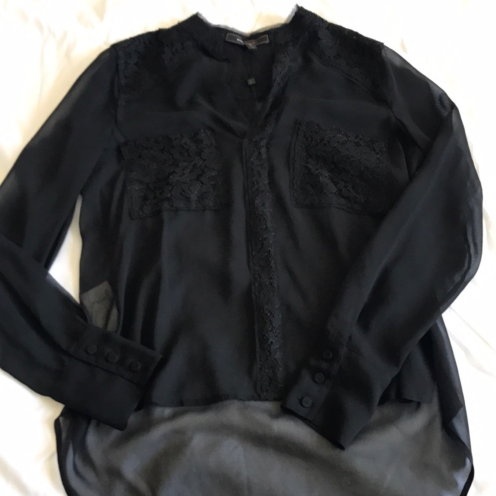 NWT BCBG Maxazria sheer long sleeve top